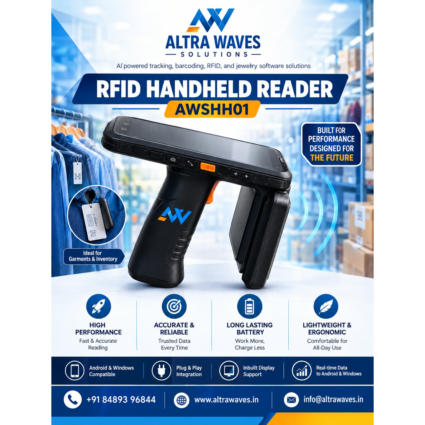 RFID handheld reader for inventory tracking and asset management